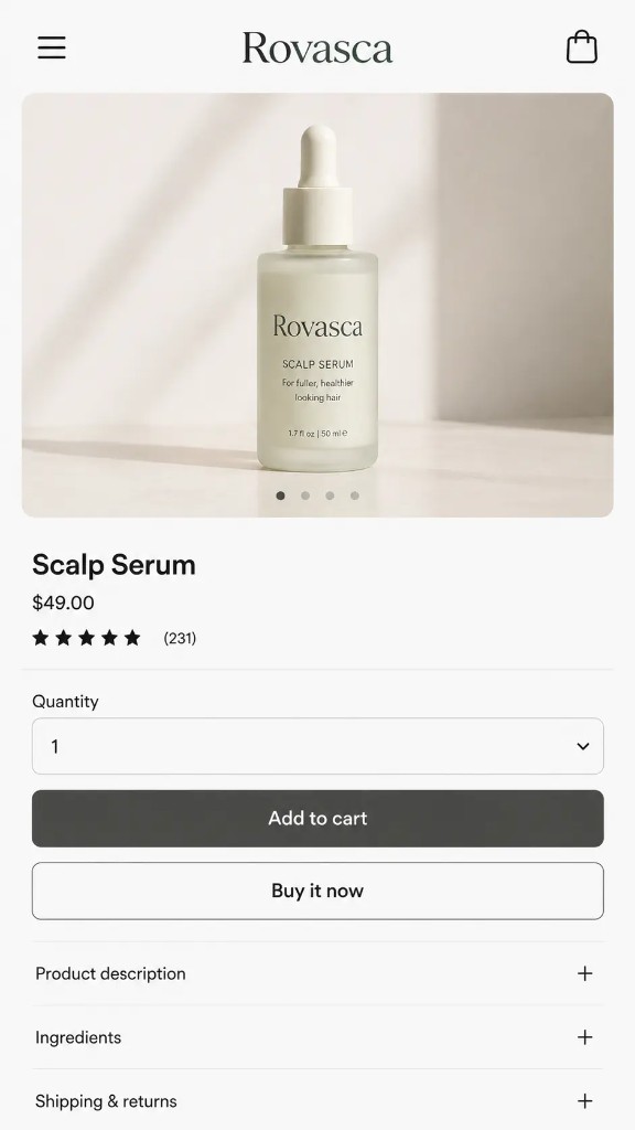 Generic Shopify product page before redesign